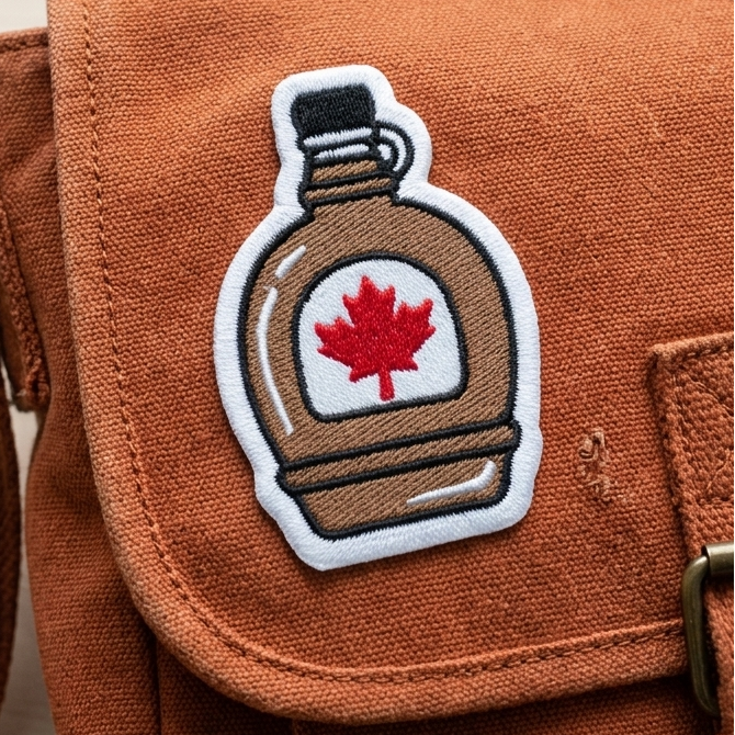 Maple Syrup Bottle Embroidered Iron-On Patch