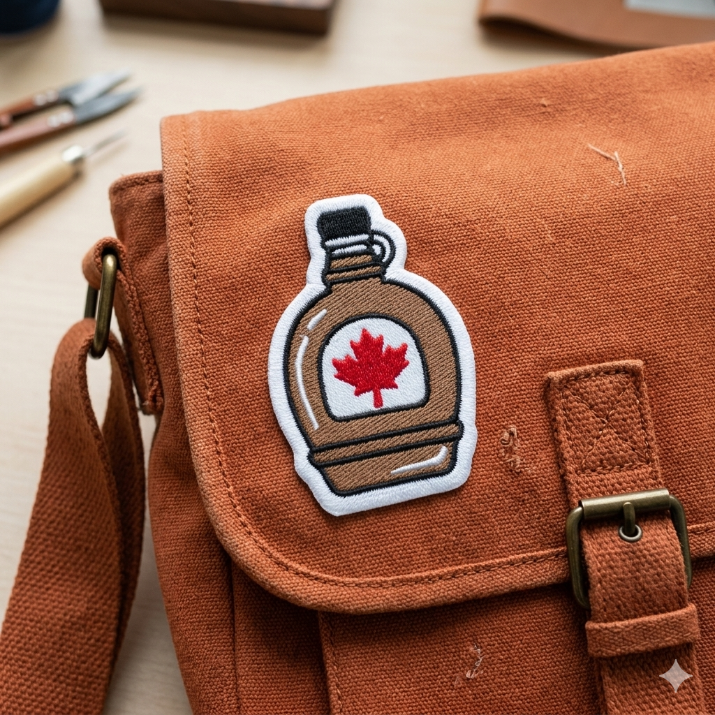 Maple Syrup Bottle Embroidered Iron-On Patch